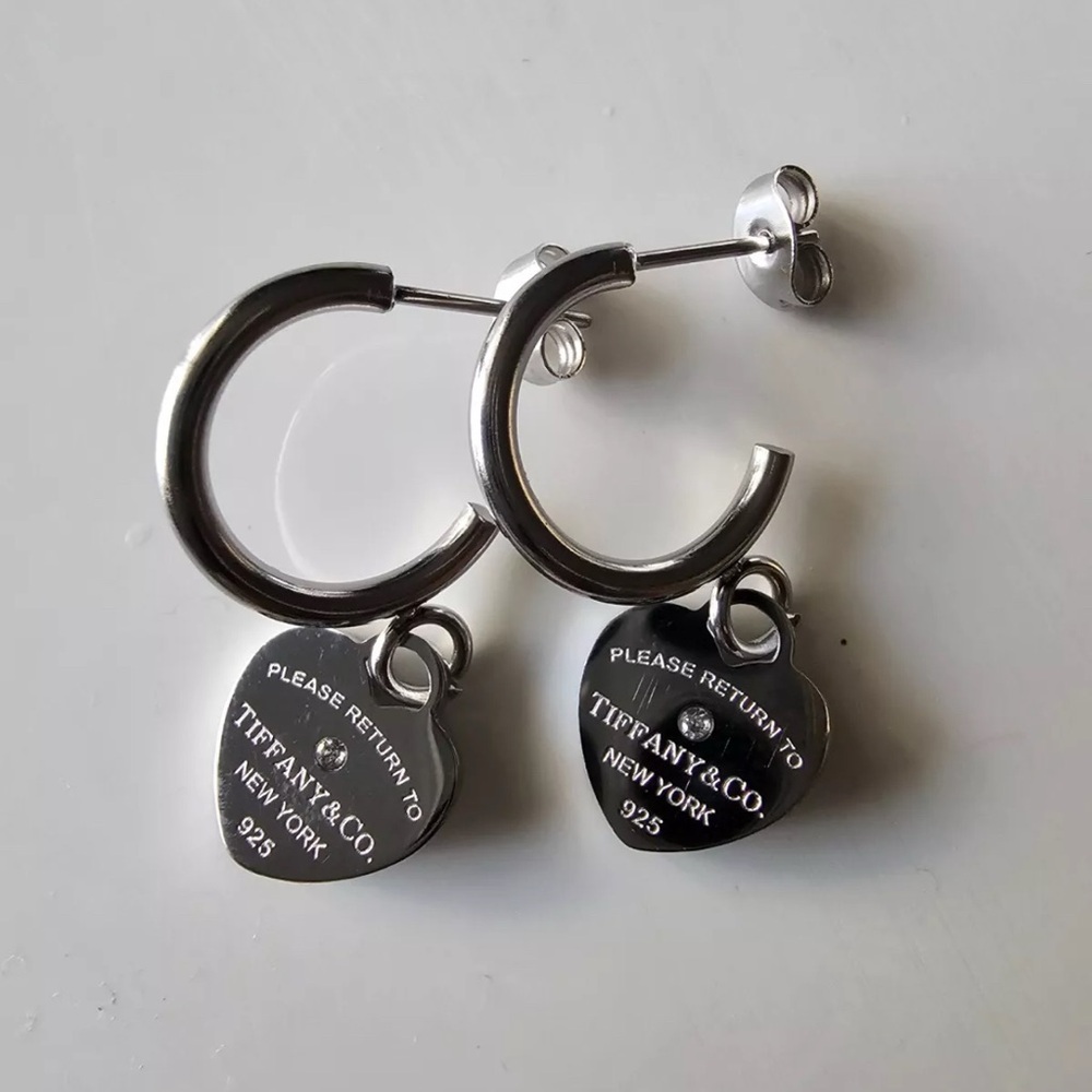 Tiffany & Co. Silver Heart Hoop Earrings
